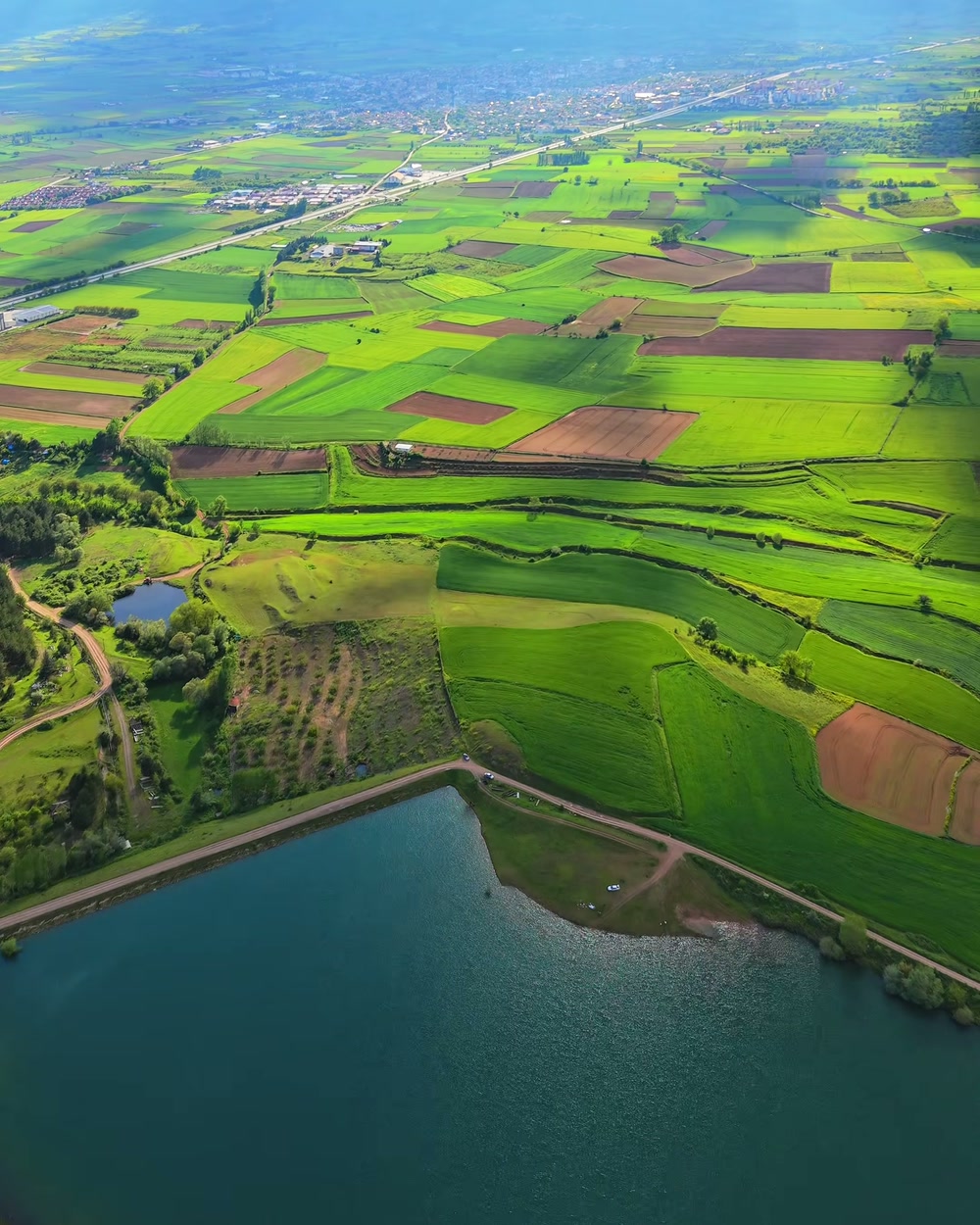 Keltepe pond, spring fields around it
