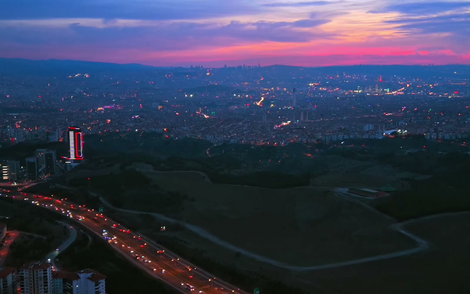 The ring road after sunset